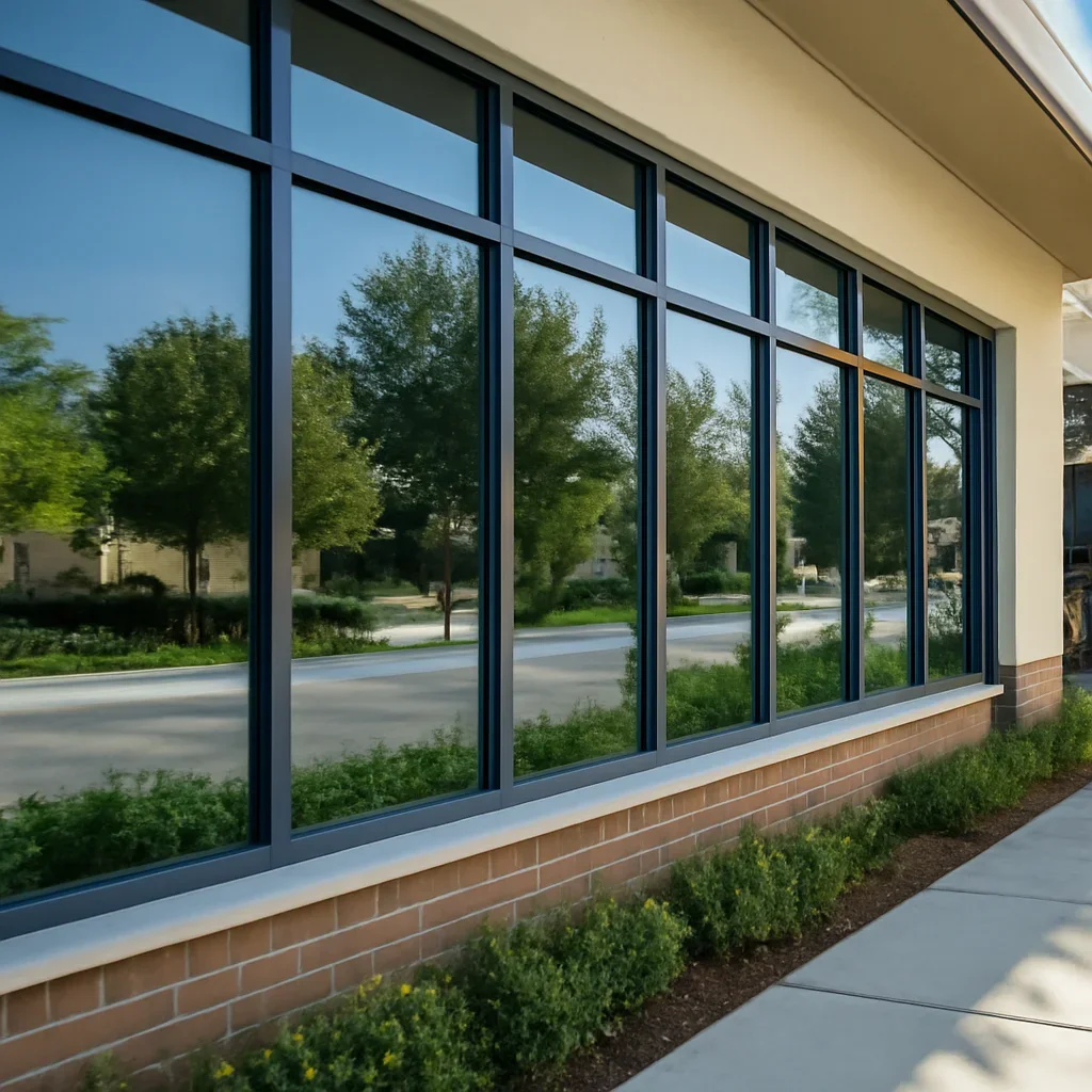 Clear windows after commercial window cleaning