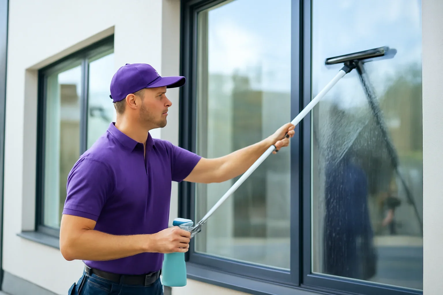 commercial window cleaning at a Regina property