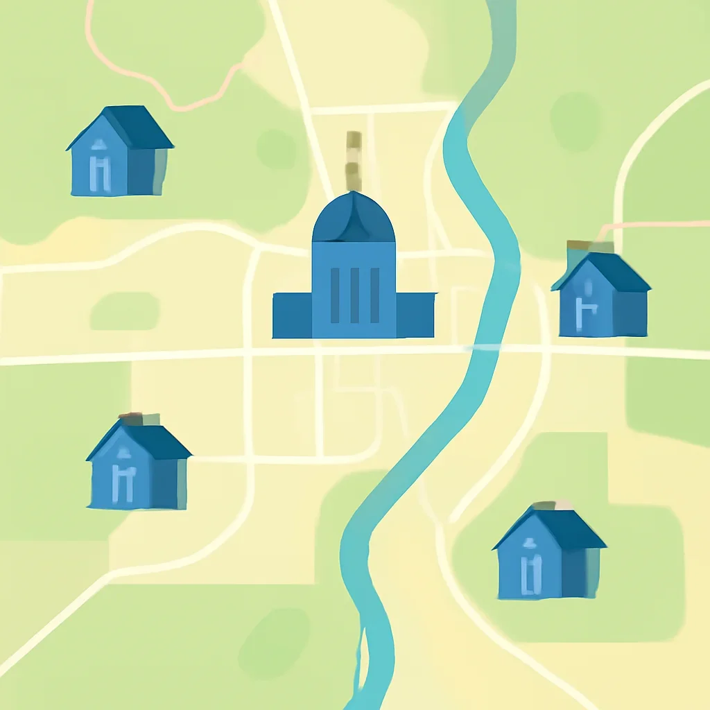 Map-style regional service illustration for Regina window cleaning