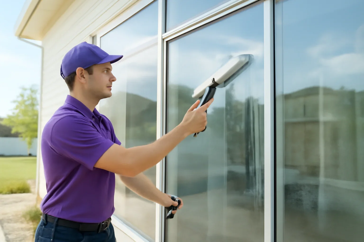 exterior window cleaning at a Regina property