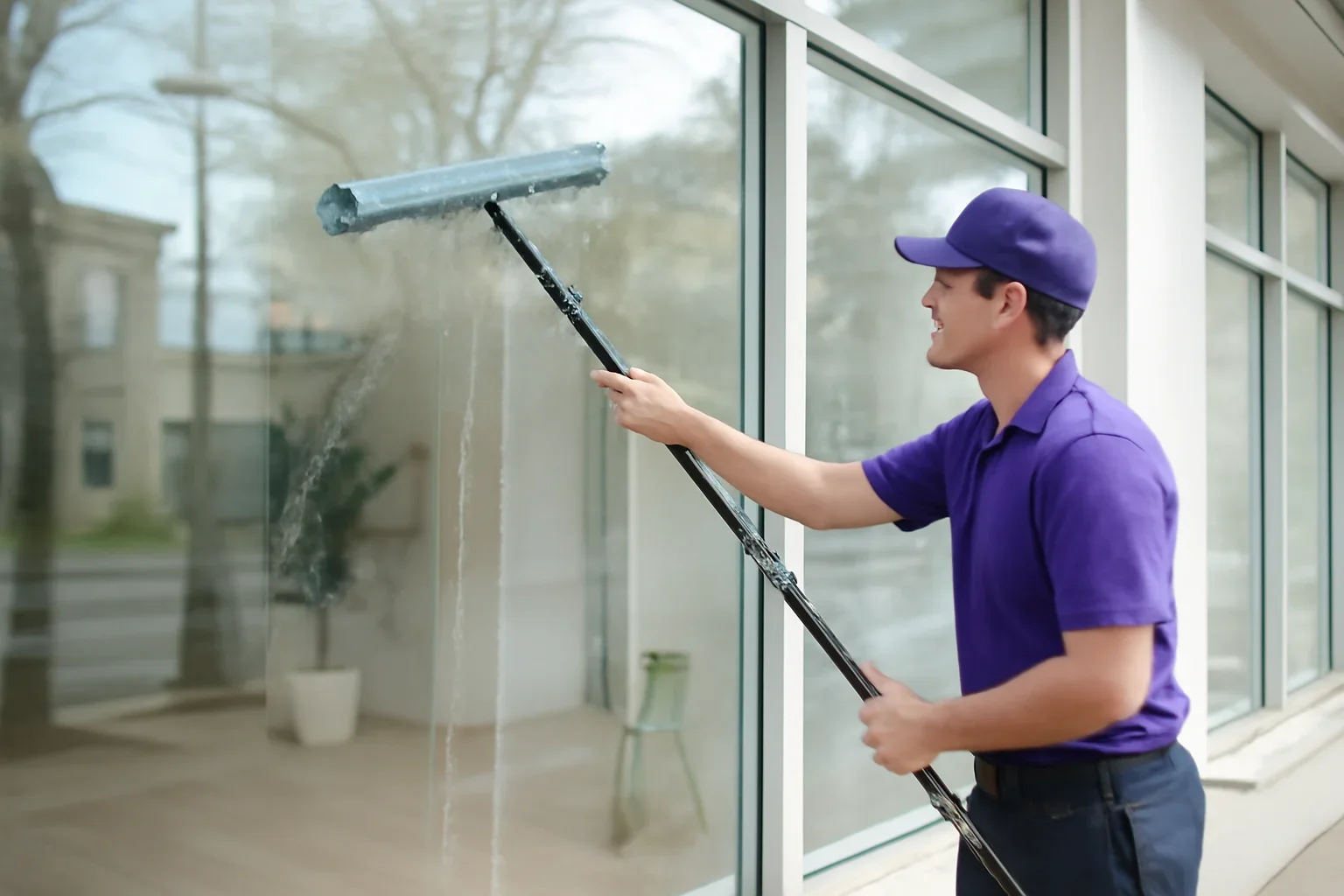 storefront window cleaning at a Regina property