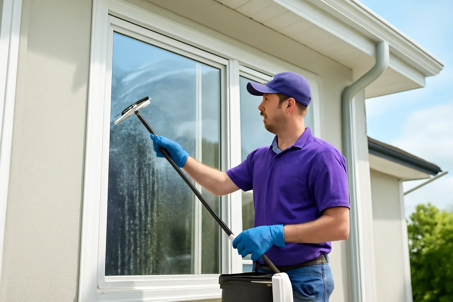 window & gutter cleaning at a Regina property