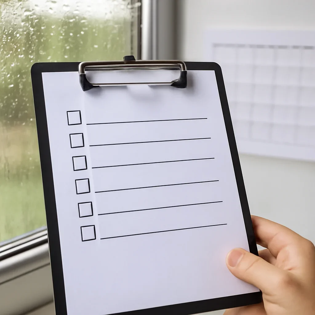 Support detail for window cleaning checklist