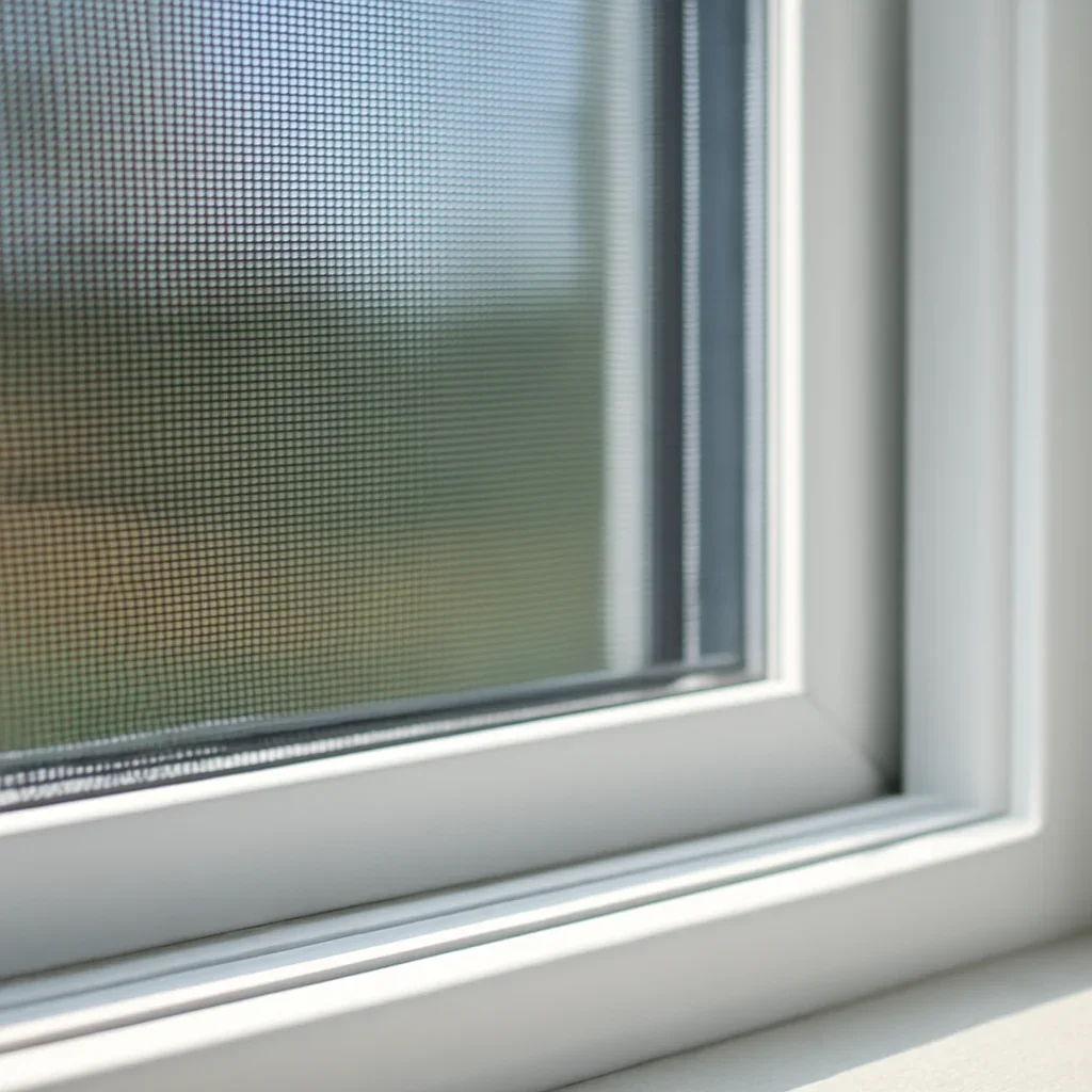 Close-up detail that supports window screen cleaning