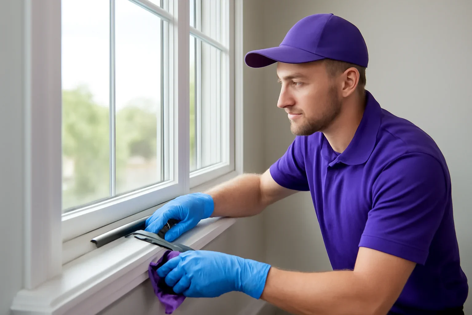 window track & sill cleaning at a Regina property